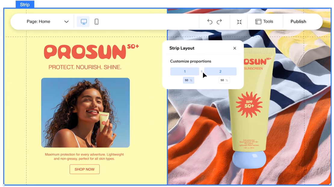 Interfaccia editor di Wix, esempio di piattaforma No-Code per la creazione rapida di siti web