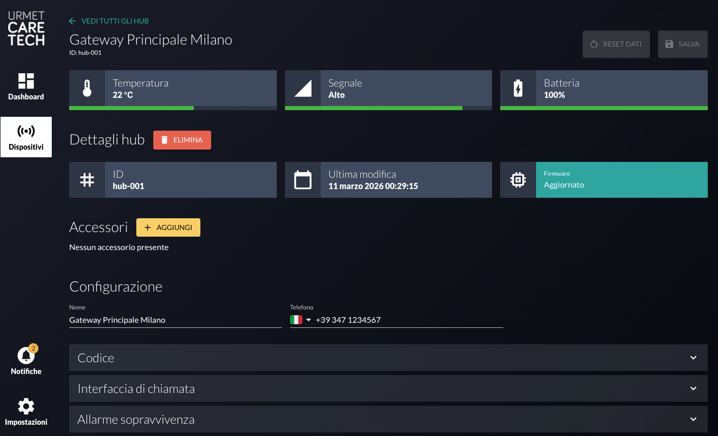 Il dettaglio di un dispositivo, in tema scuro